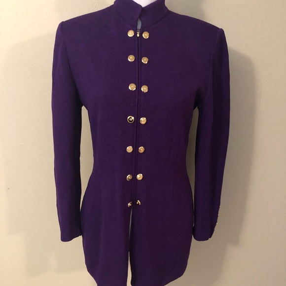 St John Marie Gray Purple Jacket Gold 